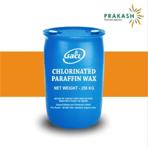 Prakash chemicals agencies Gujarat Chlorinated paraffin wax, CnH2n+2, 250 KGS. UNApproved HDPE Barrels ,ln Tanker load, brand offered - GACL