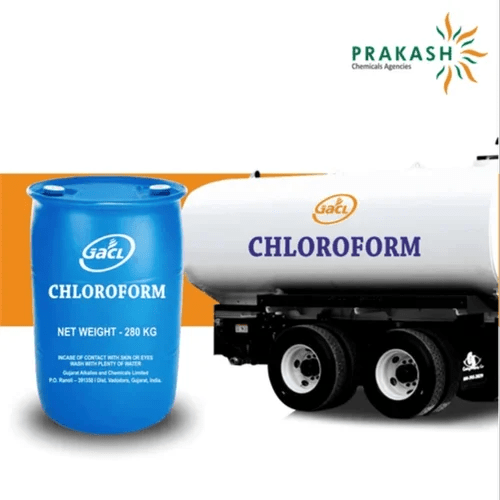 Prakash chemicals agencies Gujarat Chloroform, CHCl3, Zinc-coated non-returnable Gl barrels of 250 kg net weight each for export, 280 kg net weight in HM for the domestic market -Barre HDPE, brand offered - GACL
