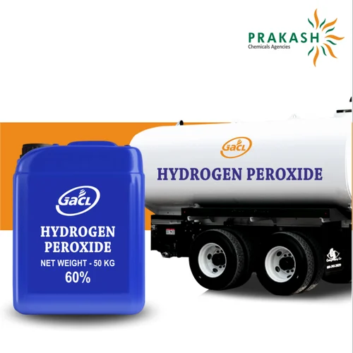 Prakash chemicals agencies Gujarat Hydrogen peroxide - 60%, H2O2, In dedicated SS Tankers and 30/50 kg HM-HDP Carboy, brand offered - GACL