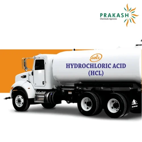 Prakash chemicals agencies Gujarat Hydrochloric Acid, HCL, 35 kilogramme Carboys for Export Markets, 240kgHM-HDPE Barrels for Export CSRubberlined Road Tankers, brand offered - GACL