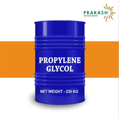 Prakash chemicals agencies Gujarat Propylene Glycol, C3H8O2, 215 kg drums, brand offered - Imported