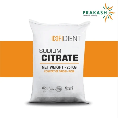 Prakash chemicals agencies Gujarat Sodium Citrate, Na3C6H5O7, 25 kg HDPE bag with LD liner, brand offered - Infidient